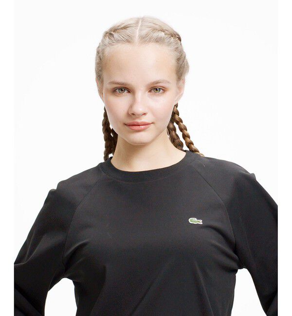LACOSTE「クロップド丈 バルーンスリーブ ギャザー ロングスリーブTシャツ」|Tシャツ・カットソー|