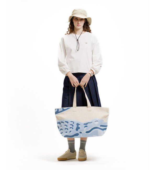 LACOSTE「クロップド丈 バルーンスリーブ ギャザー ロングスリーブTシャツ」|Tシャツ・カットソー|