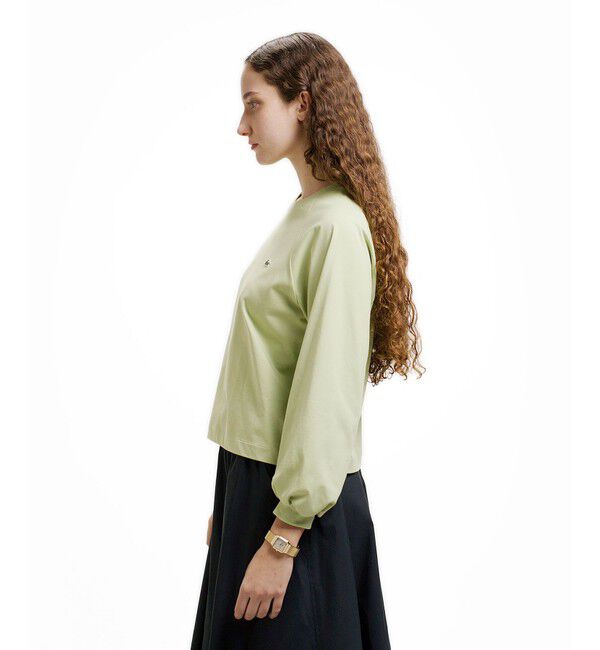 LACOSTE「クロップド丈 バルーンスリーブ ギャザー ロングスリーブTシャツ」|Tシャツ・カットソー|