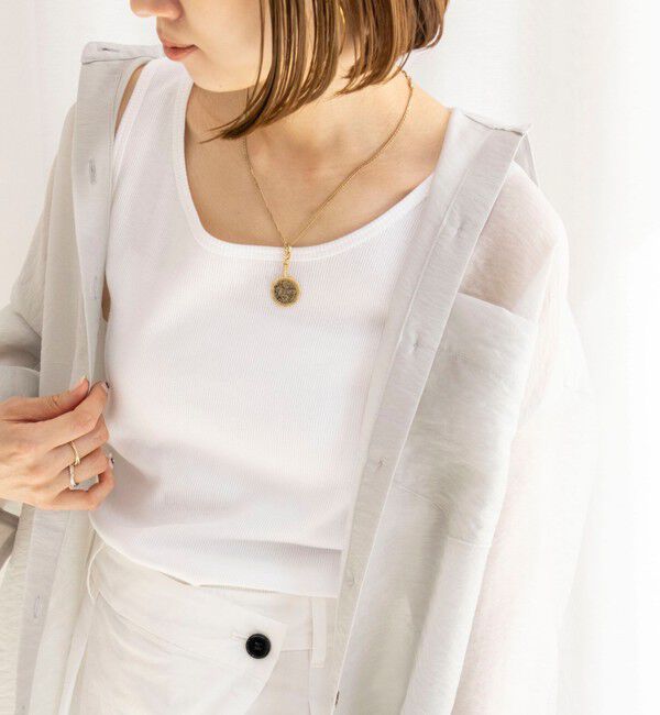 NOLLEY'S「ウォッシャブルプレミアムテレコアシメ2WAYタンク」|タンクトップ|ホワイト