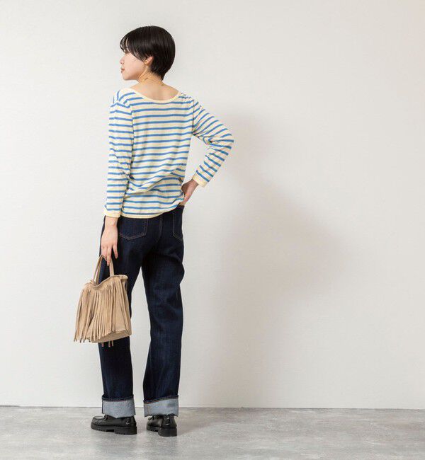 Rie Miller「ウォッシャブルブークレーボーダーバックUネックプルオーバー」|ニット・セーター|