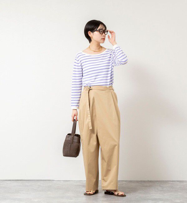 Rie Miller「ウォッシャブルブークレーボーダーバックUネックプルオーバー」|ニット・セーター|