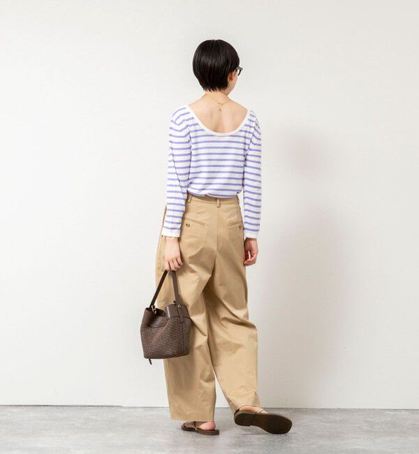 Rie Miller「ウォッシャブルブークレーボーダーバックUネックプルオーバー」|ニット・セーター|