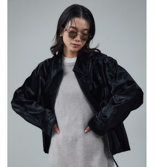 SALON adam et rope'「ポニーヘアーライクジップブルゾン」|ブルゾン・スタジャン|