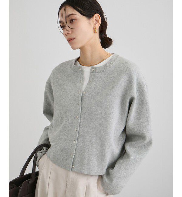 SALON adam et rope'「【WEB限定】ブルジョンボタンクルーネックカーディガン」|カーディガン|グレー(07)