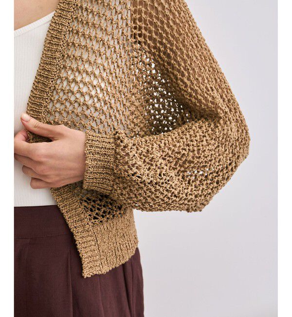 ROPE「【洗える】テープヤーンメッシュニットボレロ」|カーディガン|