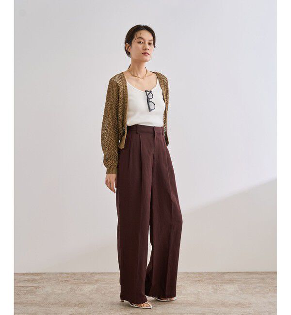 ROPE「【洗える】テープヤーンメッシュニットボレロ」|カーディガン|