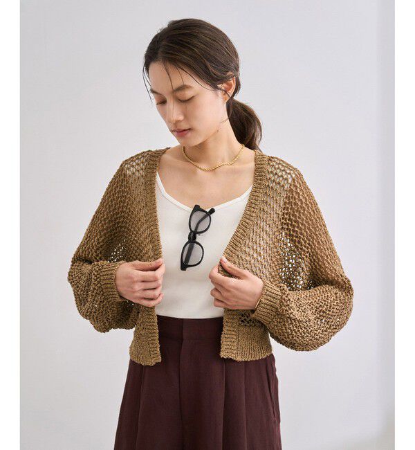 ROPE「【洗える】テープヤーンメッシュニットボレロ」|カーディガン|