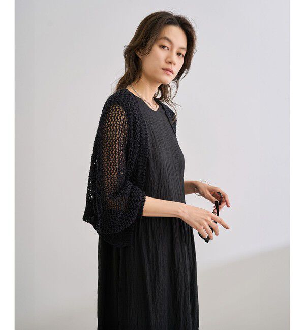 ROPE「【洗える】テープヤーンメッシュニットボレロ」|カーディガン|