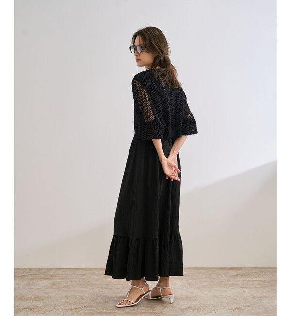 ROPE「【洗える】テープヤーンメッシュニットボレロ」|カーディガン|