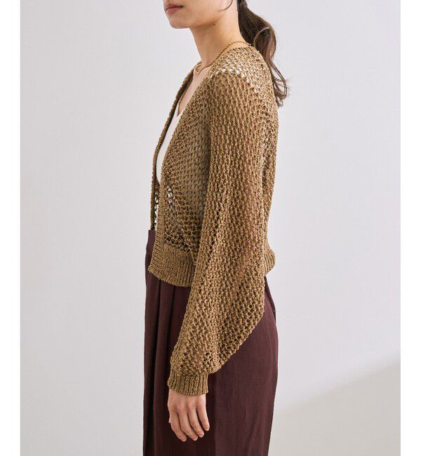 ROPE「【洗える】テープヤーンメッシュニットボレロ」|カーディガン|