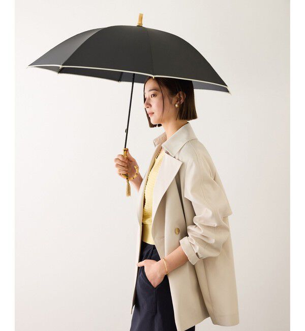 ROPE「[晴雨兼用]バンブーハンドルバイカラーパラソル(長傘・日傘)/UV100%カット/完全遮光生地」|傘|