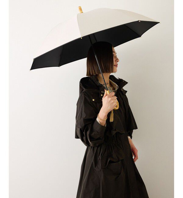 ROPE「[晴雨兼用]バンブーハンドルバイカラーパラソル(長傘・日傘)/UV100%カット/完全遮光生地」|傘|