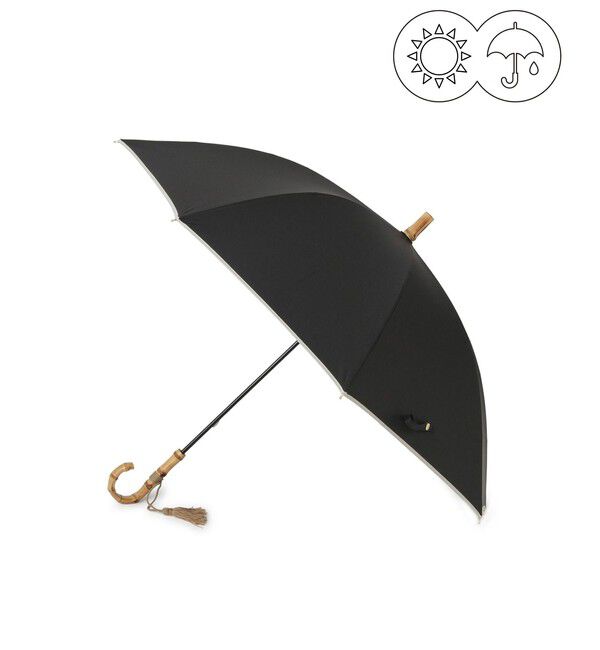 ROPE「[晴雨兼用]バンブーハンドルバイカラーパラソル(長傘・日傘)/UV100%カット/完全遮光生地」|傘|