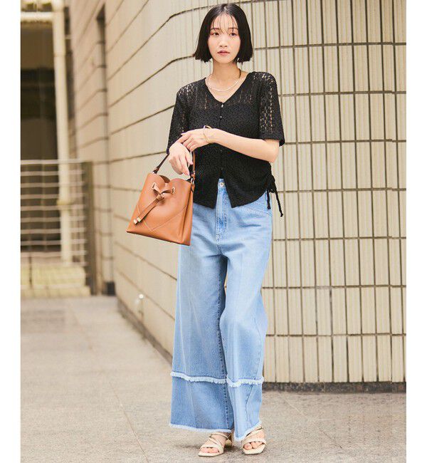 VIS「【WEB/一部店舗限定】裾サイドドロストレースカーディガン」|カーディガン|