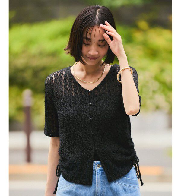 VIS「【WEB/一部店舗限定】裾サイドドロストレースカーディガン」|カーディガン|