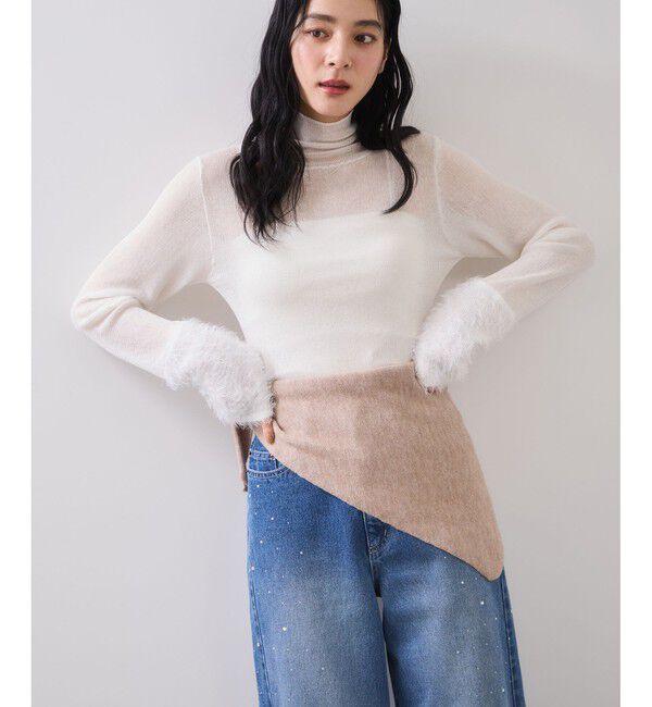 VIS「トライアングルニットスカーフ」|バンダナ・スカーフ|ベージュ(27)