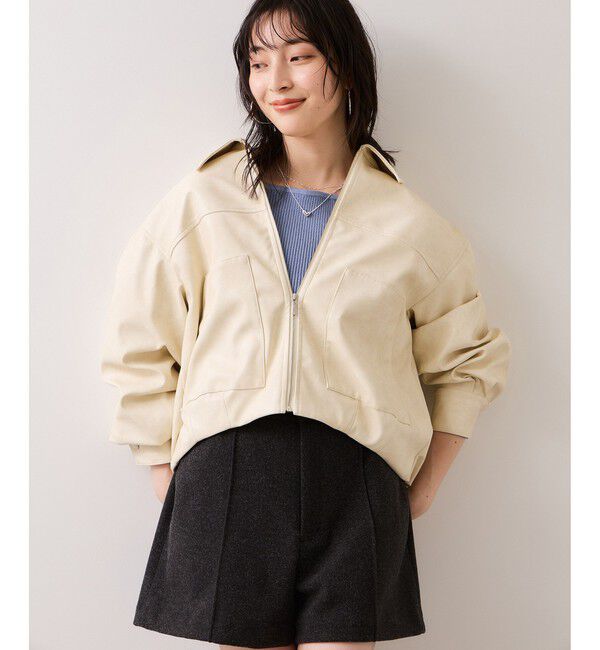 VIS「アウトポケット合皮ブルゾン」|ブルゾン・スタジャン|