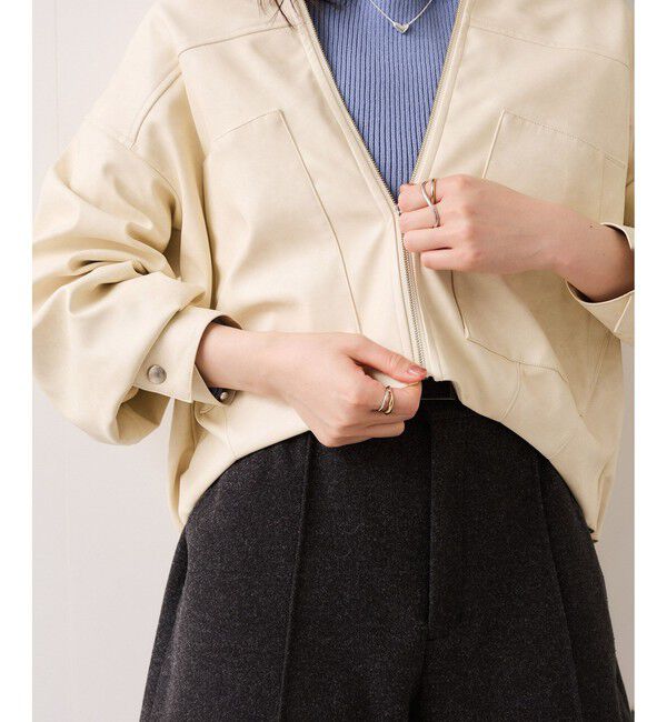 VIS「アウトポケット合皮ブルゾン」|ブルゾン・スタジャン|