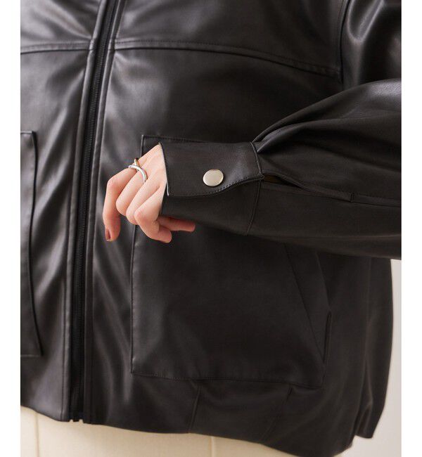 VIS「アウトポケット合皮ブルゾン」|ブルゾン・スタジャン|