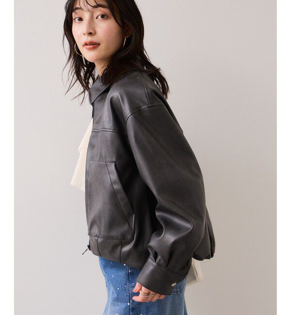 VIS「アウトポケット合皮ブルゾン」|ブルゾン・スタジャン|