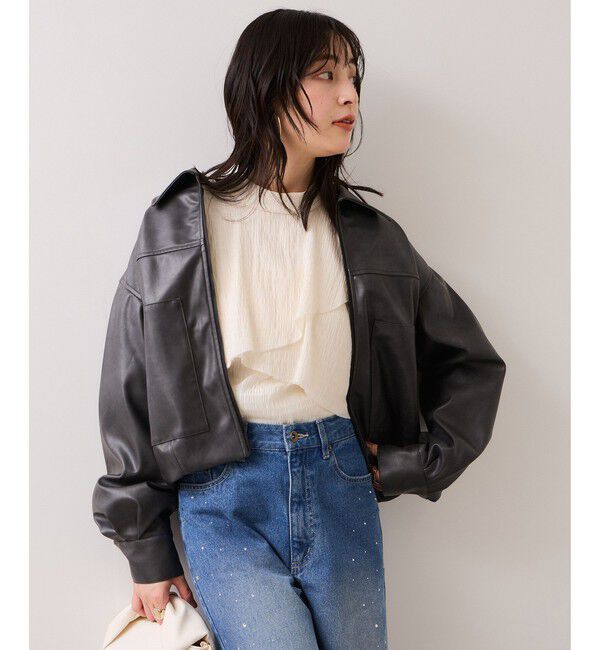 VIS「アウトポケット合皮ブルゾン」|ブルゾン・スタジャン|