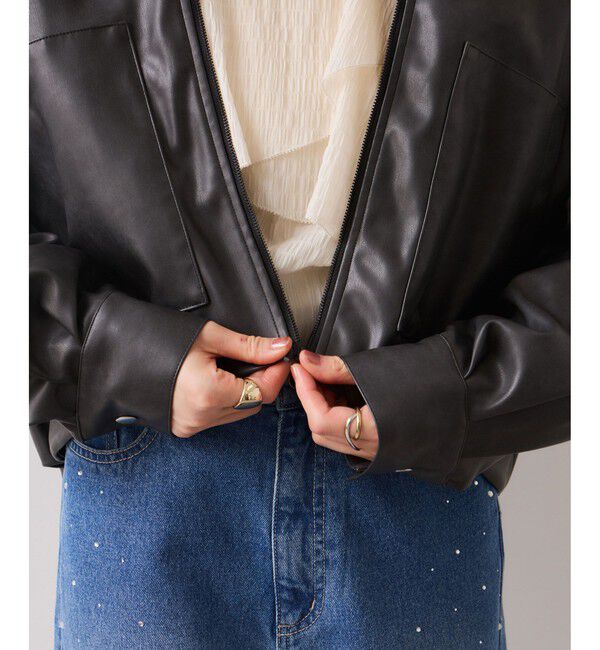 VIS「アウトポケット合皮ブルゾン」|ブルゾン・スタジャン|