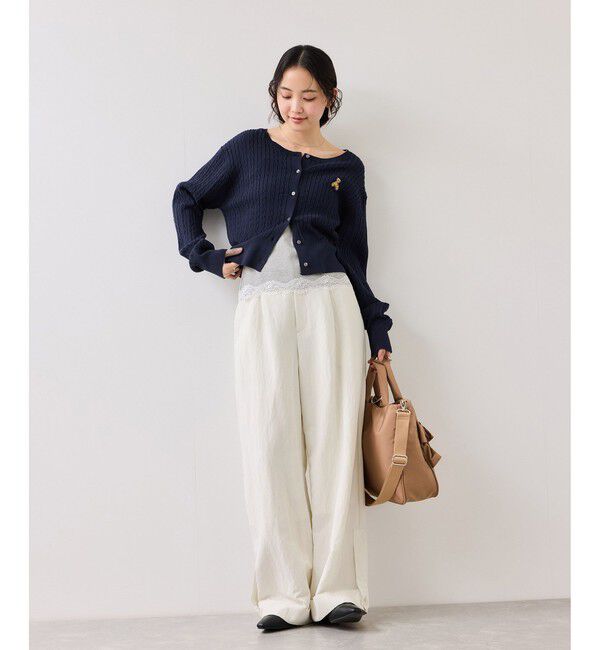 VIS「【POLO BCS】ミニケーブルノーカラーカーディガン」|カーディガン|