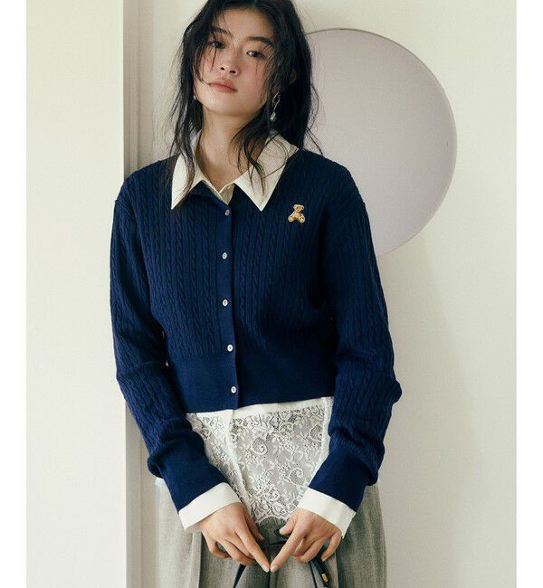 VIS「【POLO BCS】ミニケーブルノーカラーカーディガン」|カーディガン|
