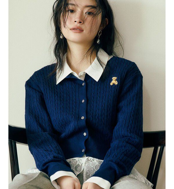 VIS「【POLO BCS】ミニケーブルノーカラーカーディガン」|カーディガン|