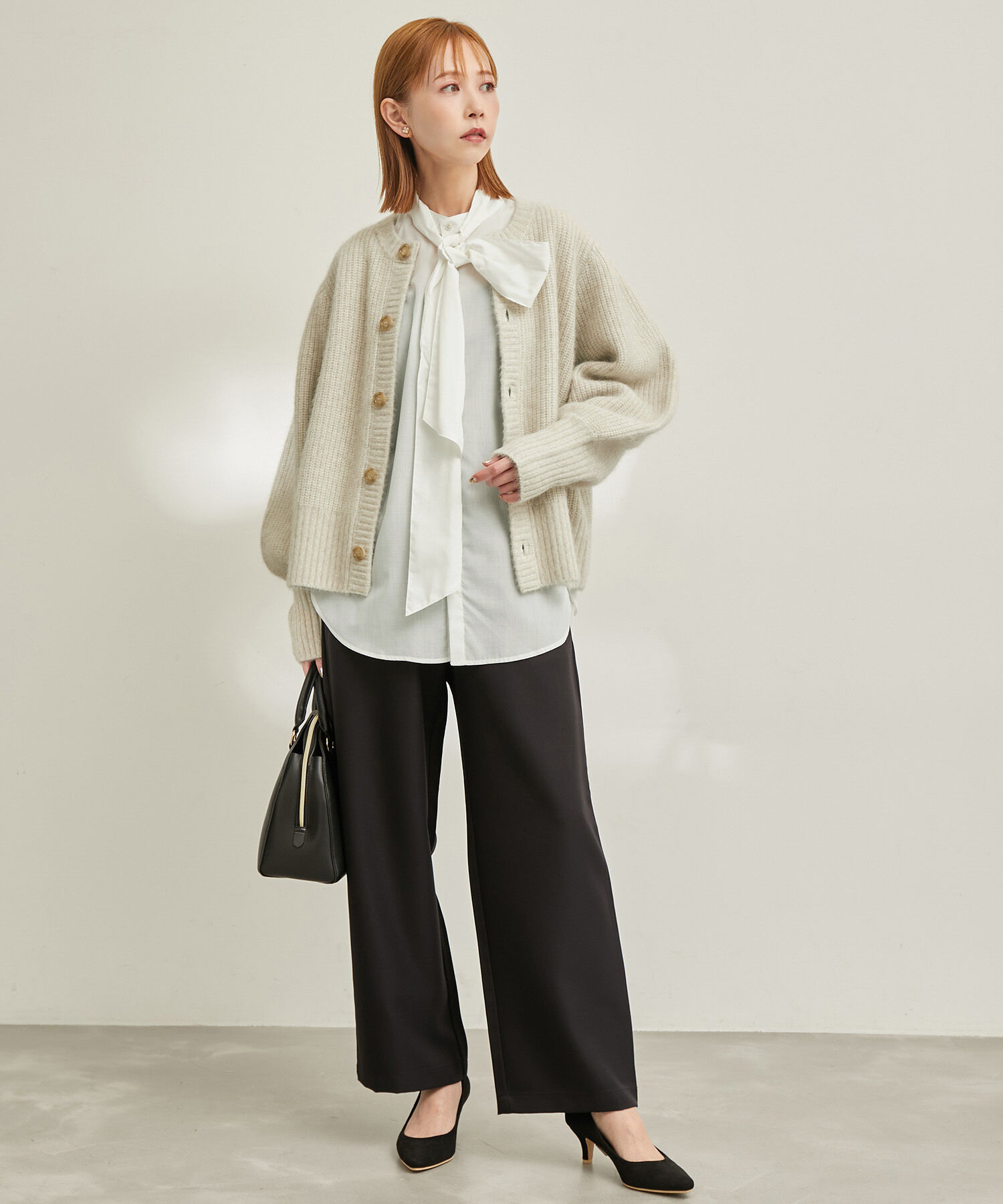 Rope&rsquo;Picnic「【emur/エミュール】FOX混アゼ編ボリューム袖カーディガン」|カーディガン|