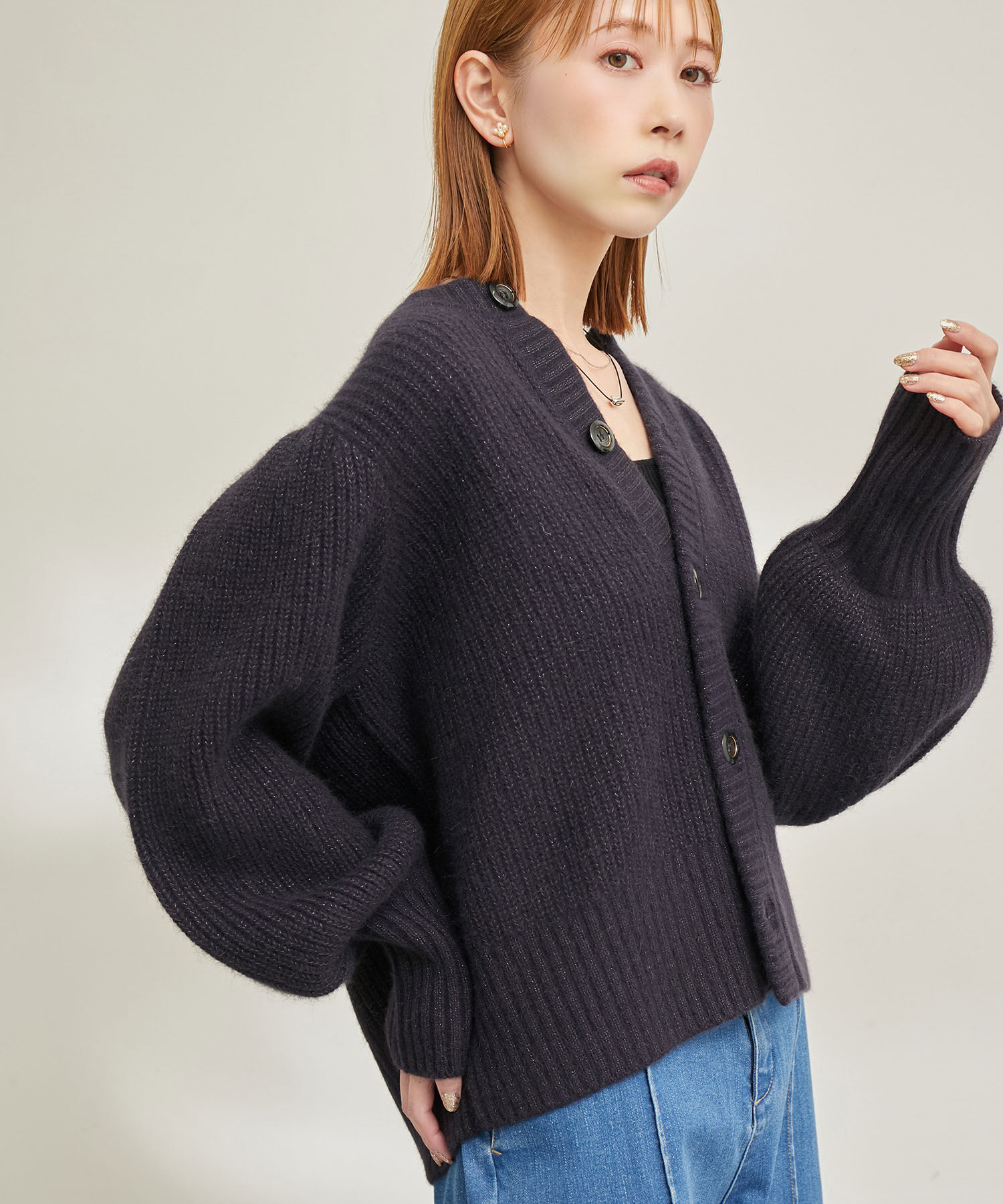 Rope&rsquo;Picnic「【emur/エミュール】FOX混アゼ編ボリューム袖カーディガン」|カーディガン|