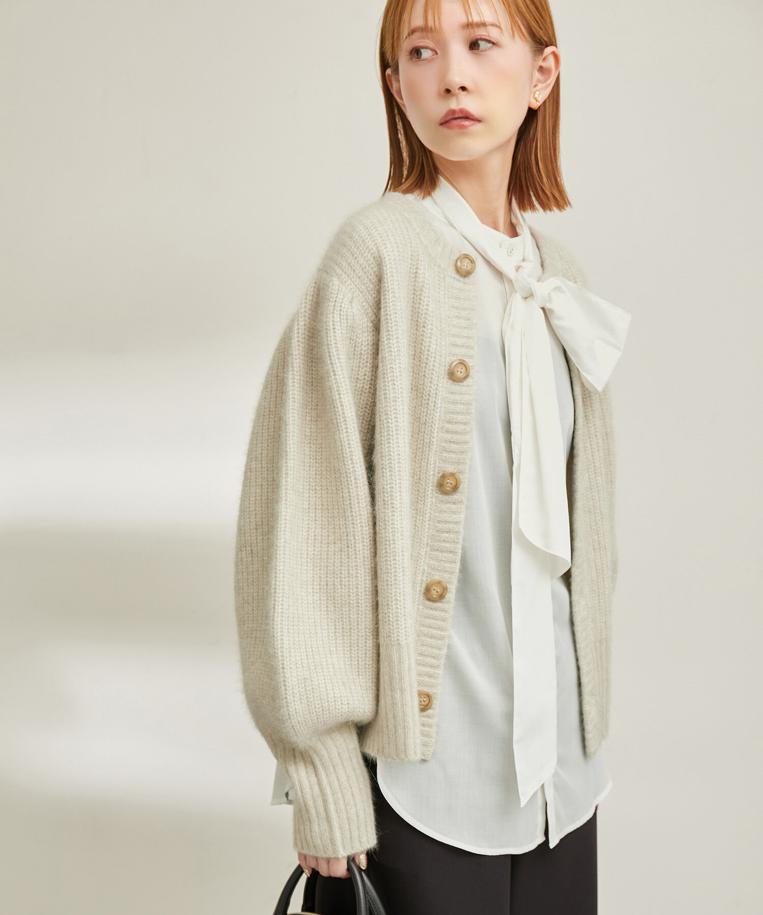 Rope&rsquo;Picnic「【emur/エミュール】FOX混アゼ編ボリューム袖カーディガン」|カーディガン|