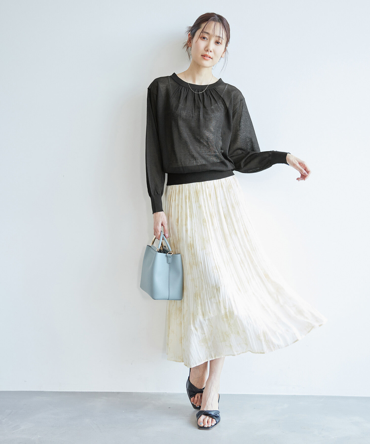 Rope&rsquo;Picnic「襟ギャザーシアーニットプルオーバー」|ニット・セーター|