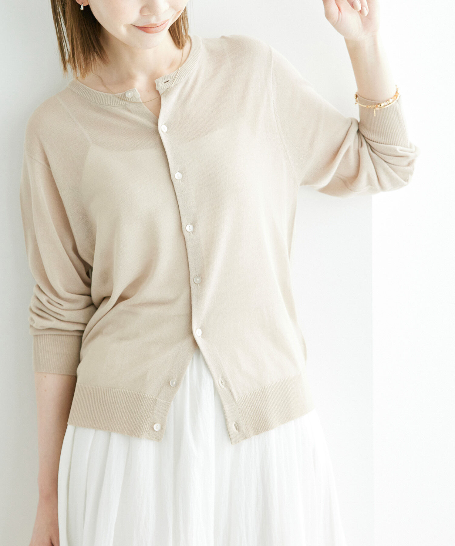 Rope&rsquo;Picnic「シアークルーカーディガン/UVケア・冷感・洗濯機OK」|カーディガン|