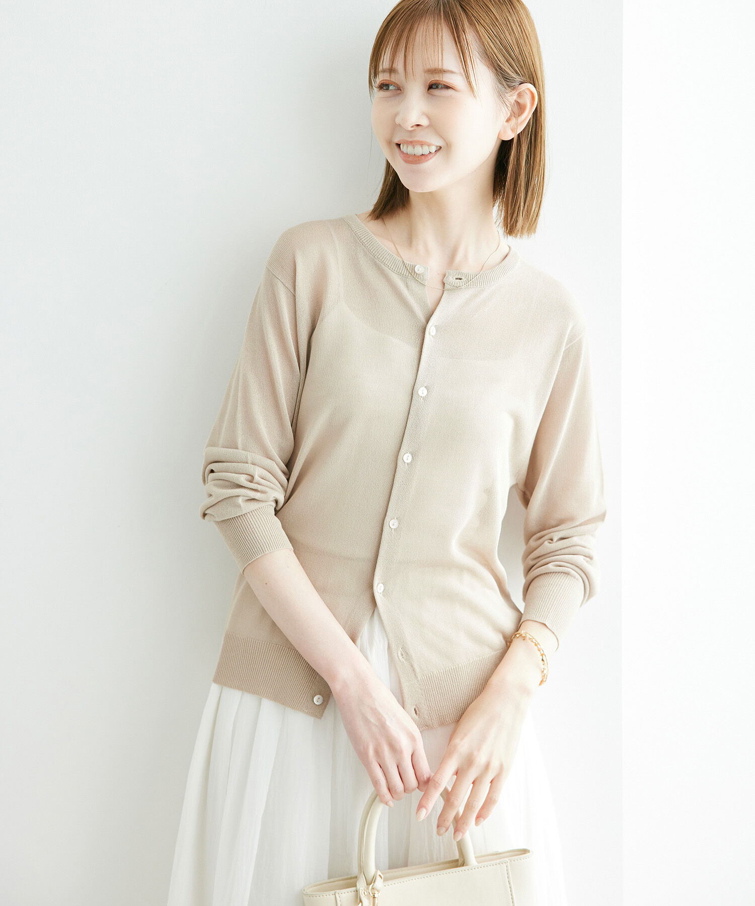 Rope&rsquo;Picnic「シアークルーカーディガン/UVケア・冷感・洗濯機OK」|カーディガン|