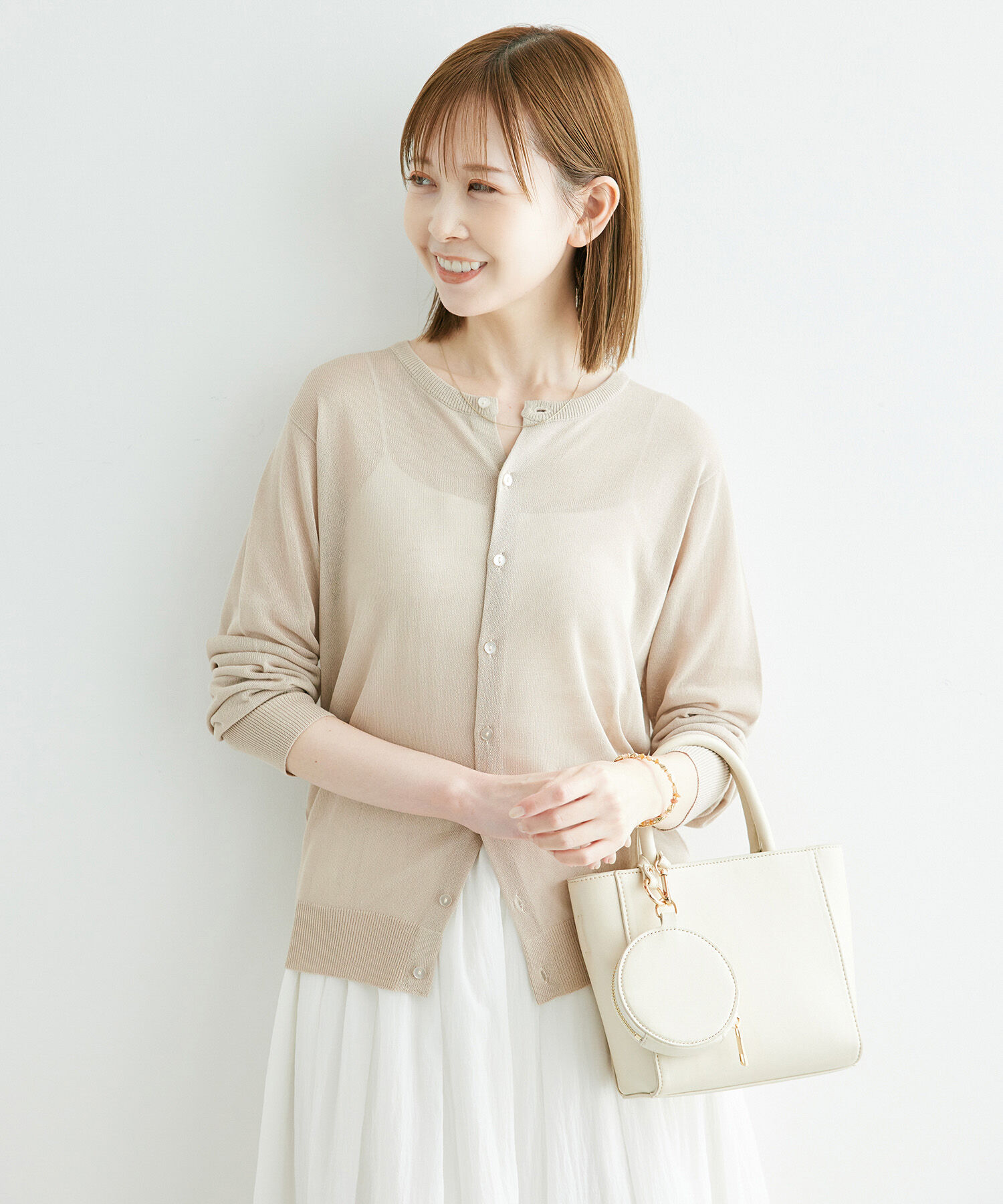 Rope&rsquo;Picnic「シアークルーカーディガン/UVケア・冷感・洗濯機OK」|カーディガン|