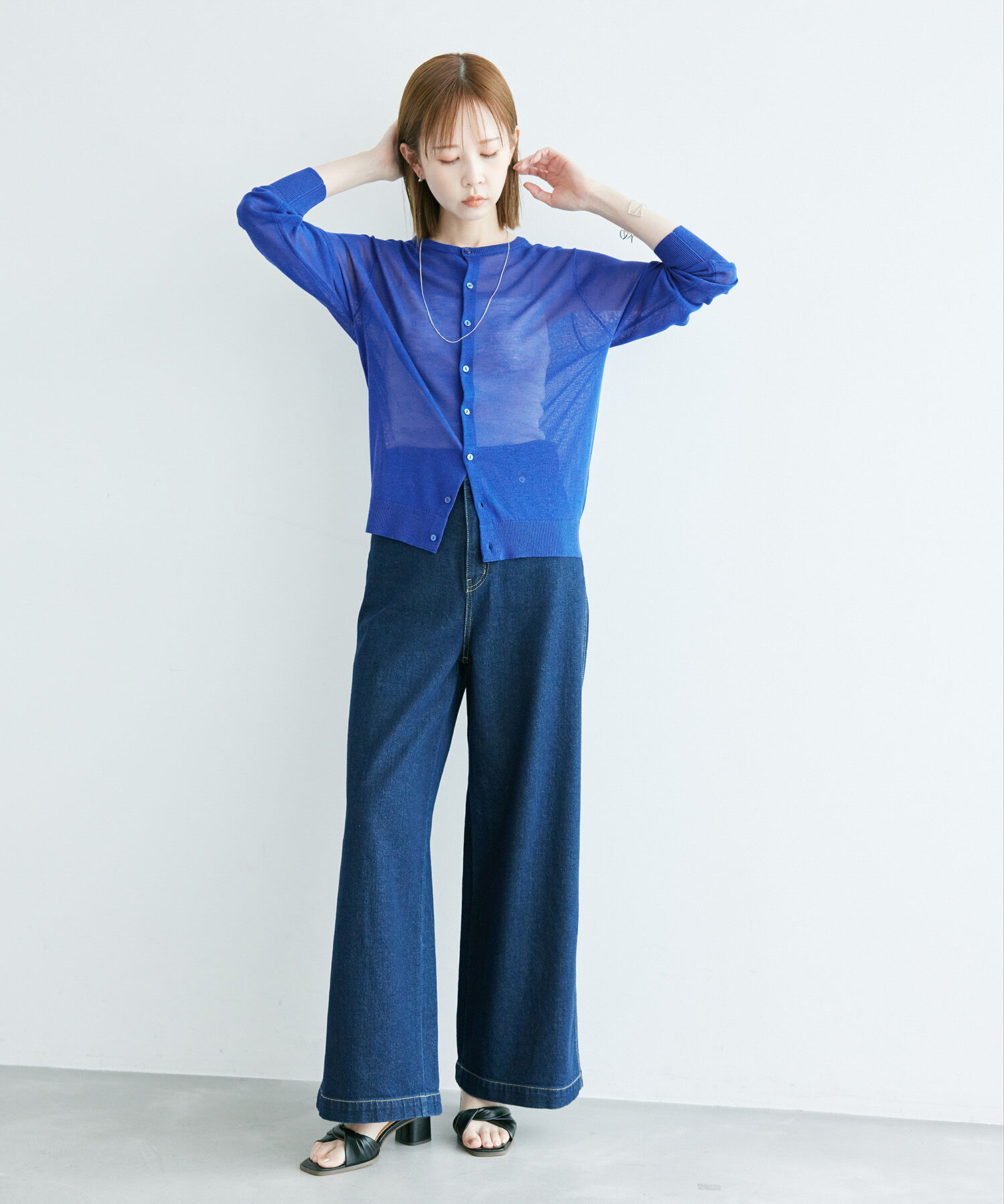 Rope&rsquo;Picnic「シアークルーカーディガン/UVケア・冷感・洗濯機OK」|カーディガン|