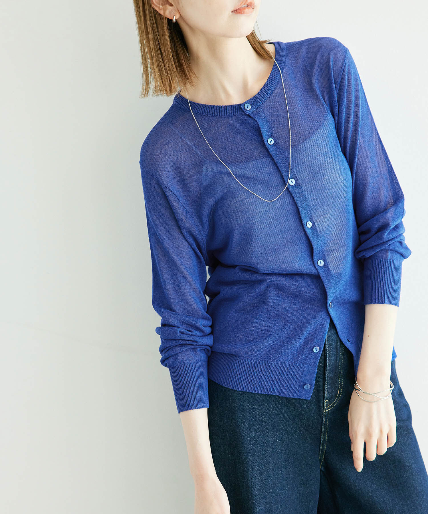 Rope&rsquo;Picnic「シアークルーカーディガン/UVケア・冷感・洗濯機OK」|カーディガン|