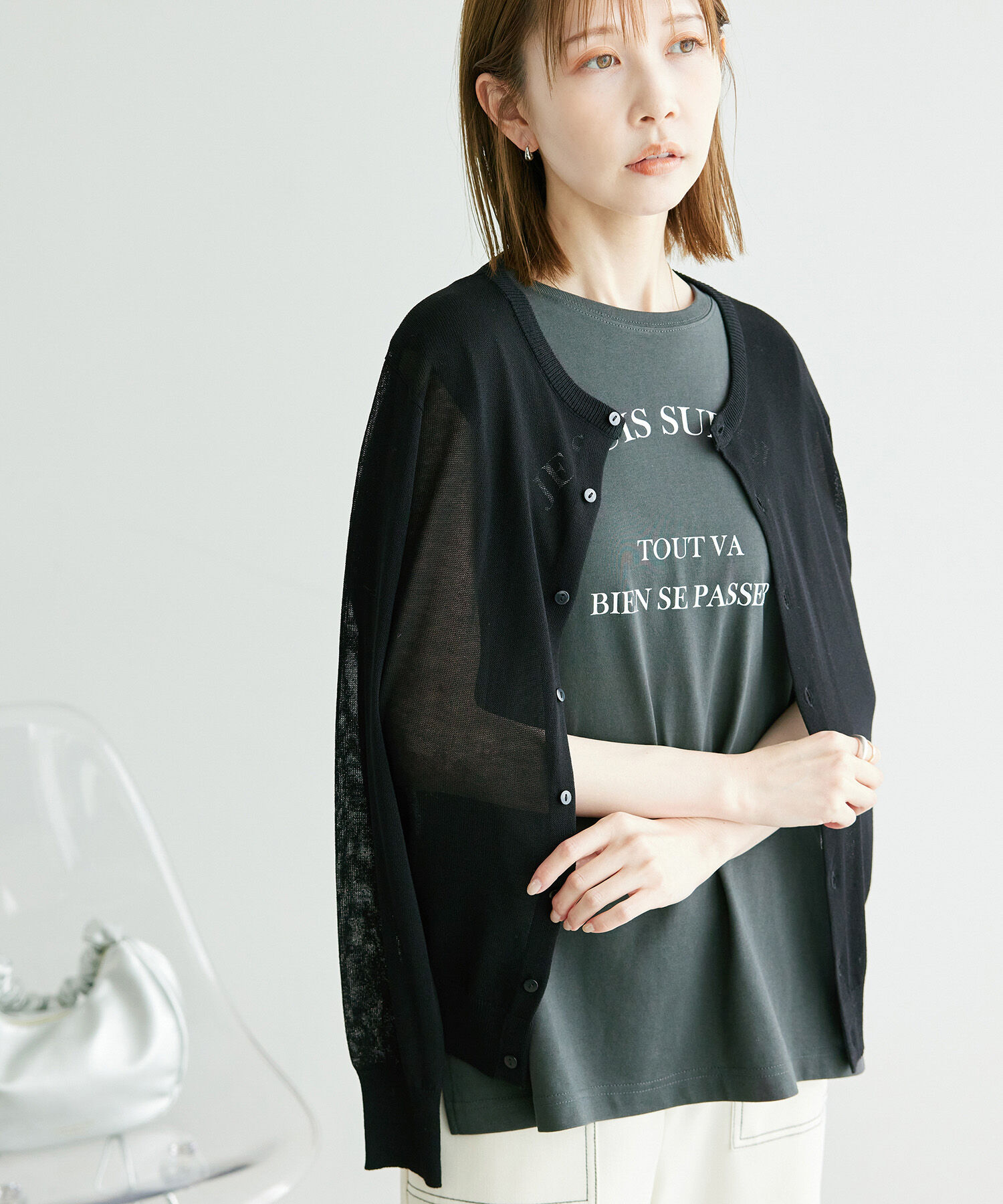 Rope&rsquo;Picnic「シアークルーカーディガン/UVケア・冷感・洗濯機OK」|カーディガン|