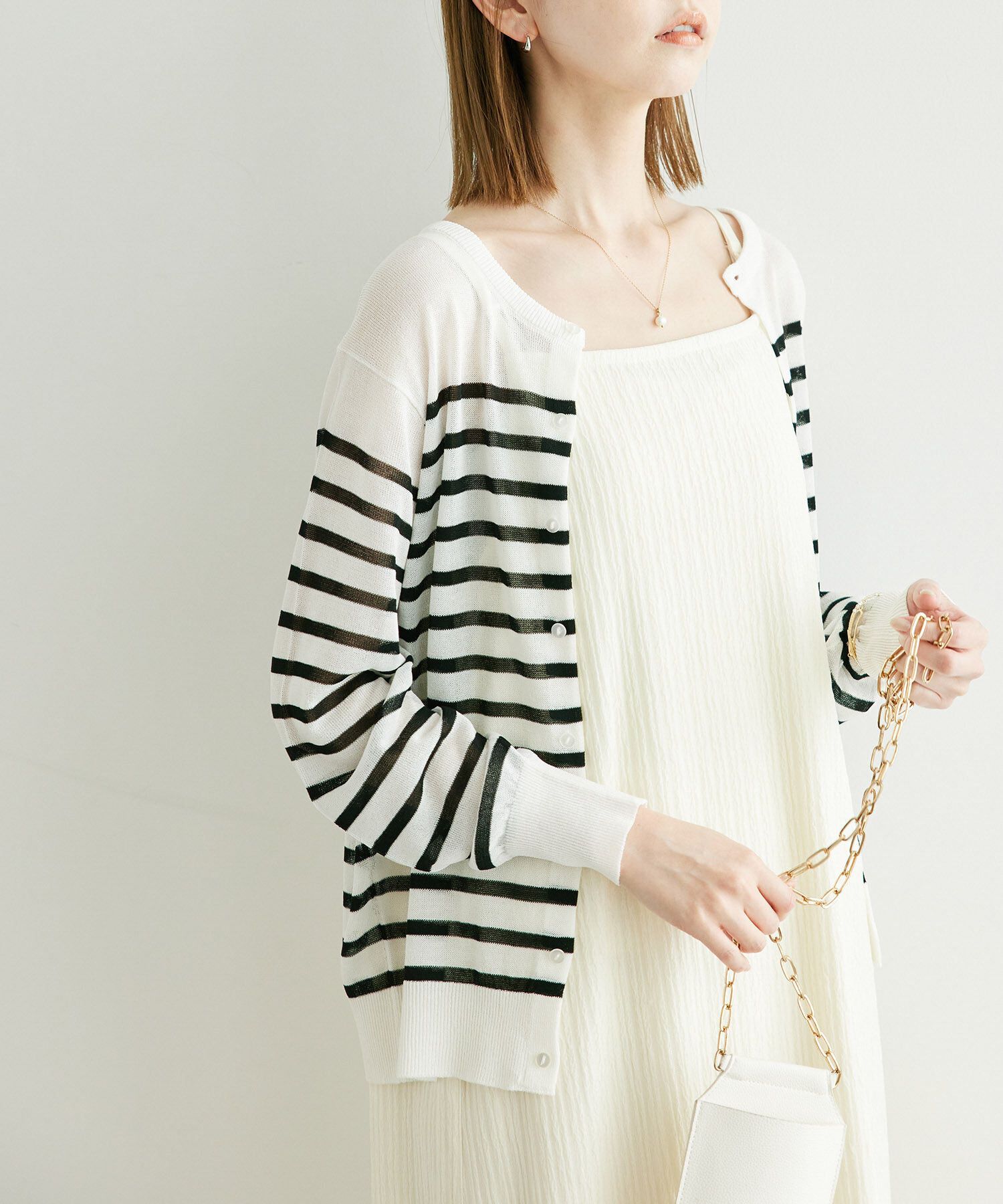 Rope&rsquo;Picnic「シアークルーカーディガン/UVケア・冷感・洗濯機OK」|カーディガン|キナリ系(17)