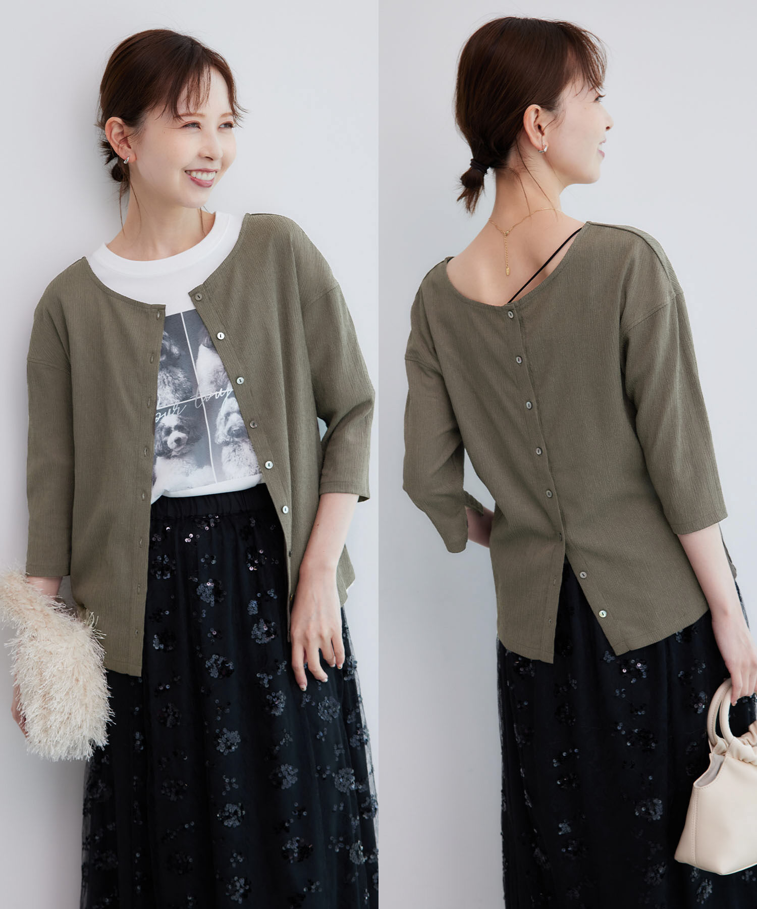 Rope&rsquo;Picnic「2WAY/シアー楊柳カーディガンプルオーバー」|カーディガン|ブラウン(22)