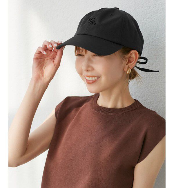 ROPE PICNIC PASSAGE「シャイニーバックリボンキャップ/リンクコーデ」|キャップ・キャスケット|ブラック(01)