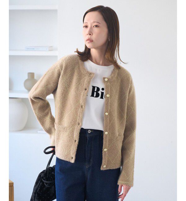 Rope&rsquo;Picnic「ラメフェザーカーディガン」|カーディガン|キャメル(25)