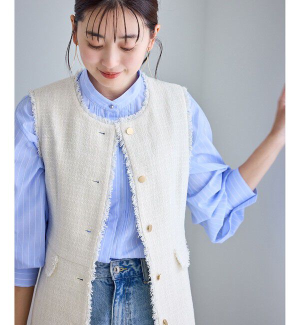 Rope&rsquo;Picnic「【WEB限定カラー】ツイード金ボタンジレベスト/セレモニー対応・リンクコーデ」|ベスト・ジレ|