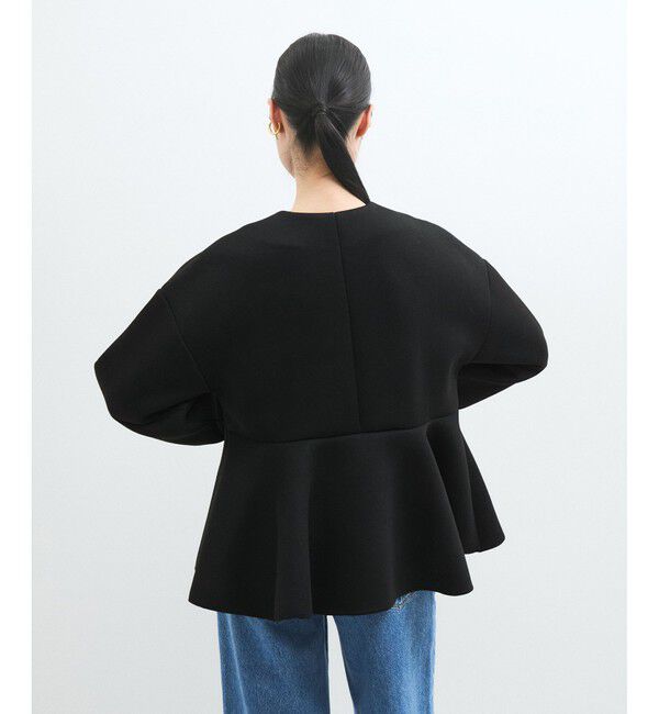 ADAM ET ROPE'「【洗える】エッグブローチ付きペプラムカーディガン」|カーディガン|