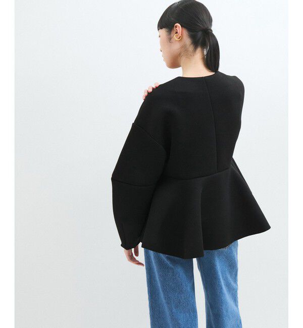 ADAM ET ROPE'「【洗える】エッグブローチ付きペプラムカーディガン」|カーディガン|