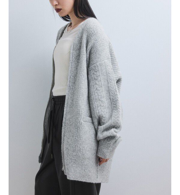 ADAM ET ROPE'「【WEB限定】ミックスパターンジップミドルカーディガン」|カーディガン|