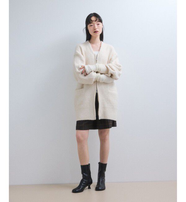 ADAM ET ROPE'「【WEB限定】ミックスパターンジップミドルカーディガン」|カーディガン|