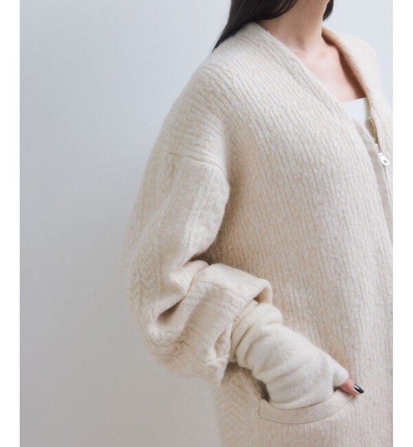 ADAM ET ROPE'「【WEB限定】ミックスパターンジップミドルカーディガン」|カーディガン|